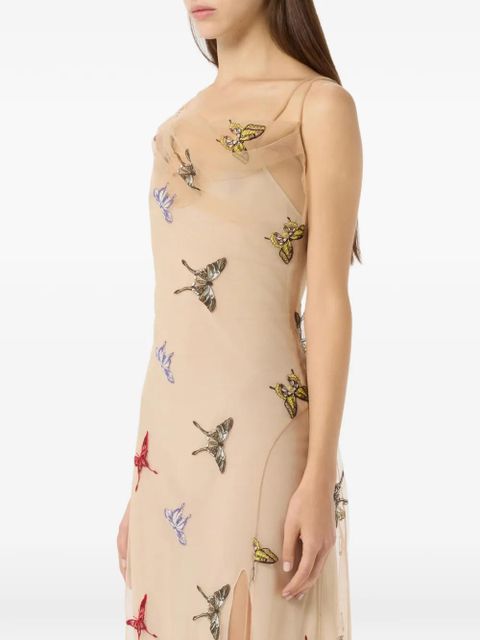 Blumarine embroidered tulle maxi dress - Neutrals