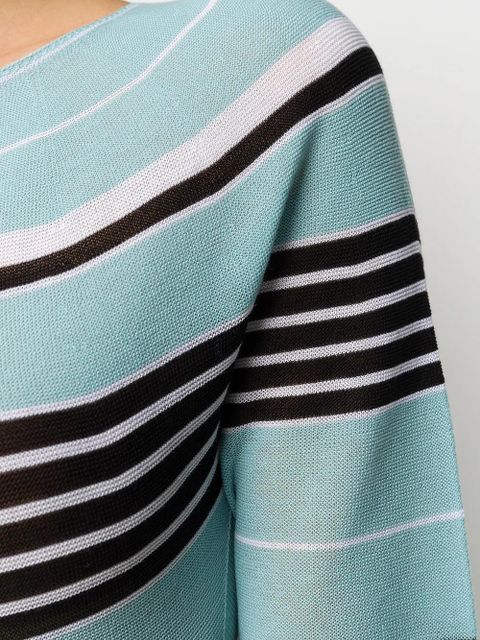 Lanvin striped long knitted dress - Blue