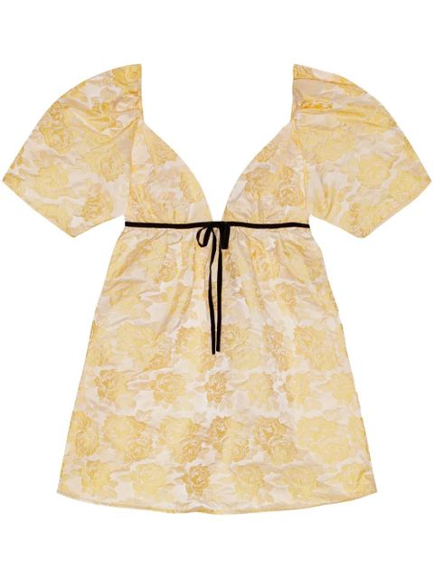 GANNI floral-pattern V-neck dress - Yellow - zdjęcie produktu nr 1