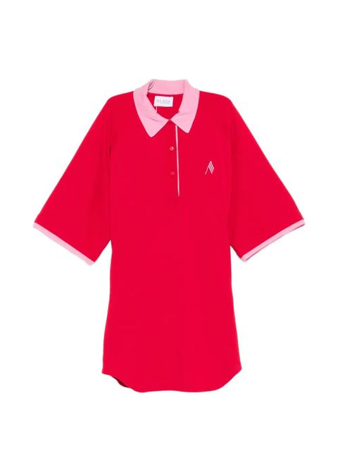 The Attico contrast-collar logo-embroidered mini dress - zdjęcie produktu nr 1