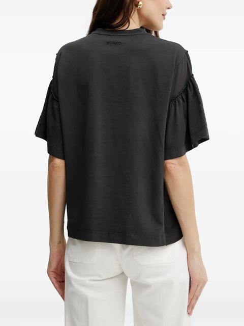 PINKO cotton frill-sleeve top - Black