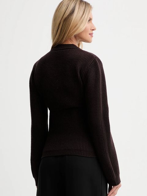 ISABELLE BLANCHE kardigan z dodatkiem wełny damski kolor brązowy IS25FW-M123-F005-MOD