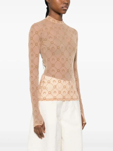 Marine Serre Moon-pattern mesh top - Neutrals