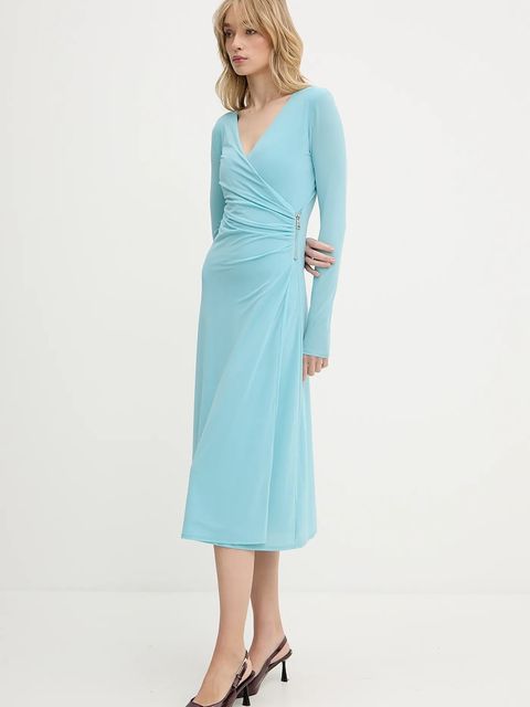 Karl Lagerfeld sukienka kolor turkusowy midi prosta A3W13042 - zdjęcie produktu nr 2