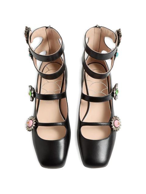Valentino Garavani Preshoes jewel-buttons ballerina shoes - Black