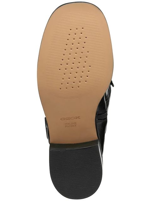 Geox botki skórzane D NALVIA damskie kolor czarny na płaskim obcasie D565QC 000FF C9999