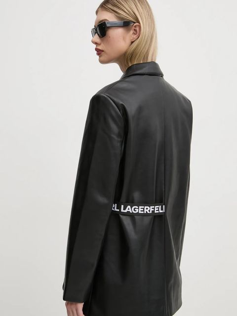 Karl Lagerfeld Jeans marynarka kolor czarny jednorzędowa gładka A1W14040