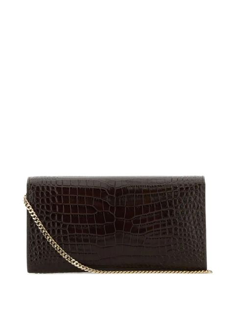Jimmy Choo Emmie crocodile-effect chain clutch bag - Brown