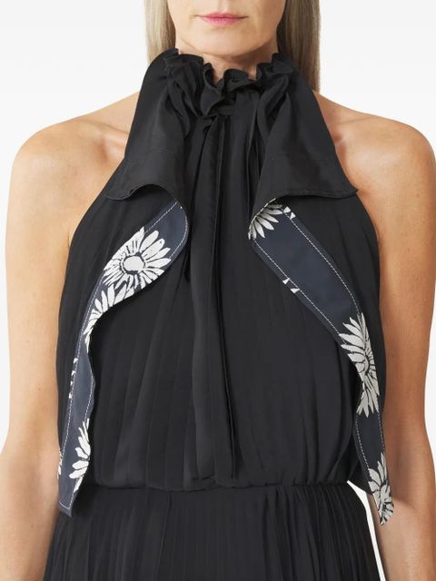 Lanvin pleated floral-pattern maxi dress - Black