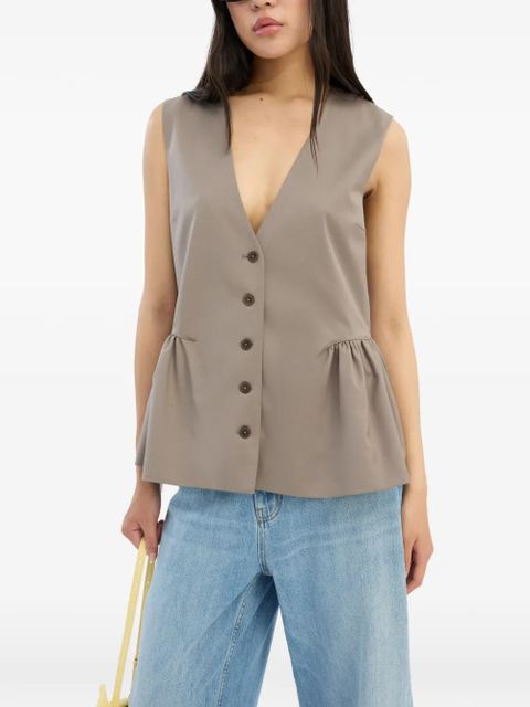 ROTATE BIRGER CHRISTENSEN buttoned peplum gilet - Brown