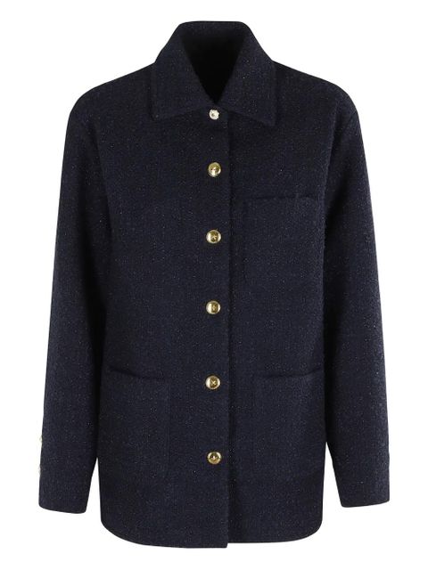 PINKO glitter-flecked button-front tweed jacket - Blue - zdjęcie produktu nr 1