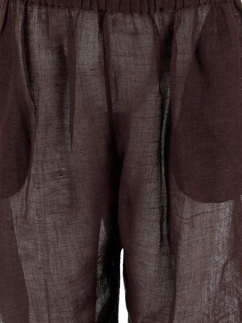 Tory Burch elasticated-waistband striped trousers - Brown