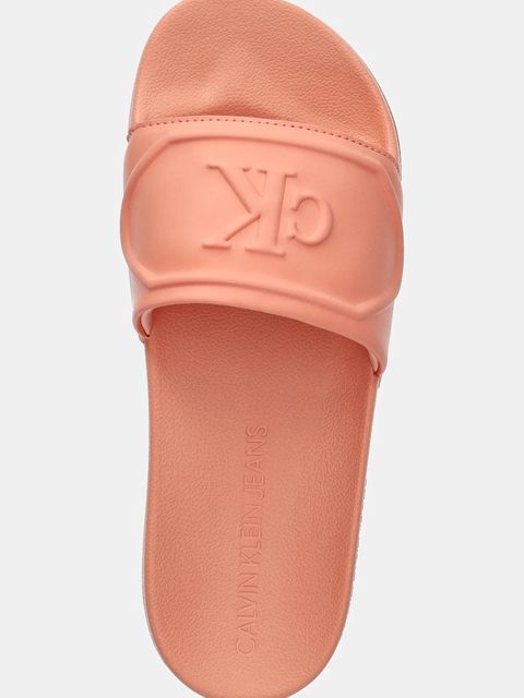 Calvin Klein Jeans klapki SLIDE PU HF MG damskie kolor pomarańczowy YW0YW01879