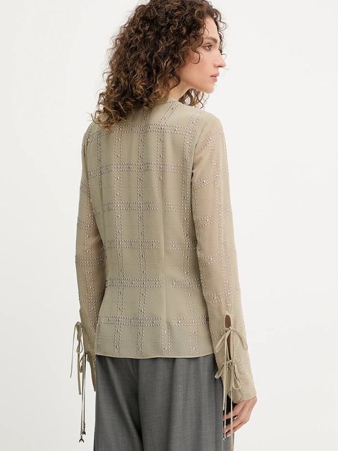 Patrizia Pepe bluzka damska kolor beżowy z aplikacją 8C0807 A635