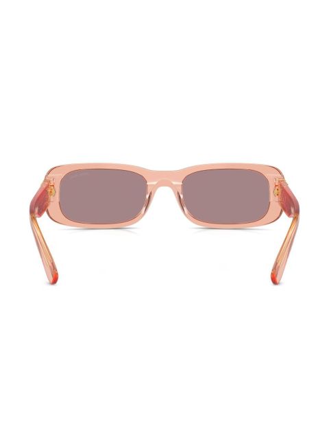 Miu Miu Eyewear logo-lettering rectangle-frame sunglasses - Pink