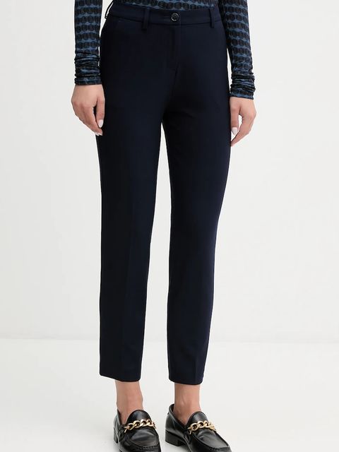 United Colors of Benetton spodnie damskie kolor granatowy proste high waist 4L4H557R4 - zdjęcie produktu nr 1