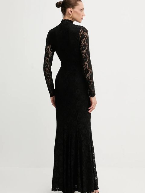 Bardot sukienka kolor czarny maxi rozkloszowana 60076DB