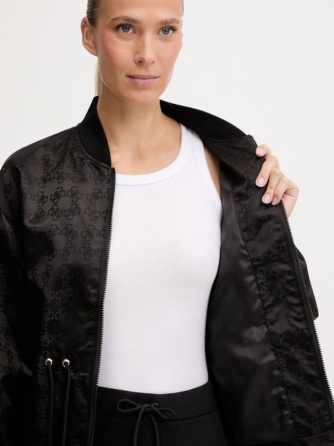 Guess kurtka bomber AOP kolor czarny przejściowa oversize V5YL11 WHFU0