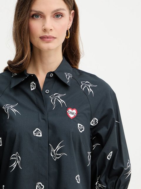 Pinko sukienka bawełniana kolor czarny mini prosta 105476 A2QA