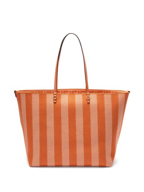 FENDI large Roll striped tote bag - Orange