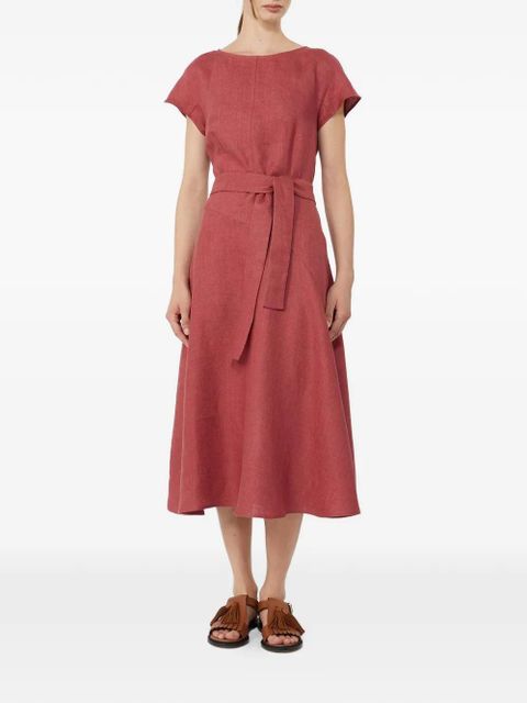 Max Mara belted linen midi dress - Red - zdjęcie produktu nr 2