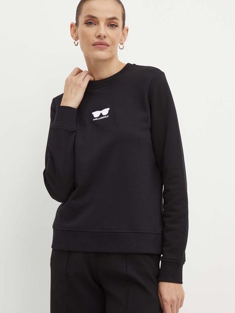 Karl Lagerfeld bluza bawełniana damska kolor czarny z aplikacją 245W1813 - zdjęcie produktu nr 1