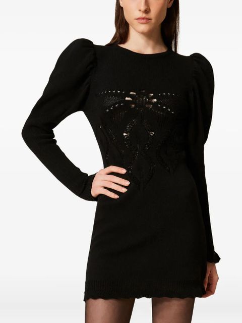 TWINSET crochet-knit mini dress - Black - zdjęcie produktu nr 2