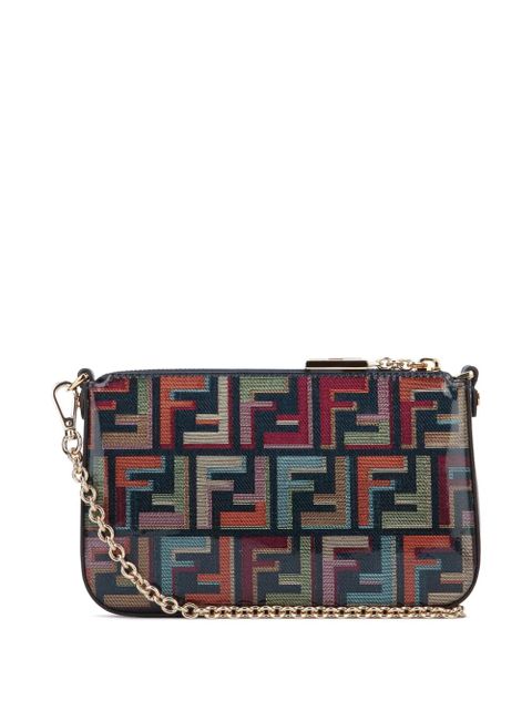 FENDI Baguette chain-strap mini clutch bag - Blue