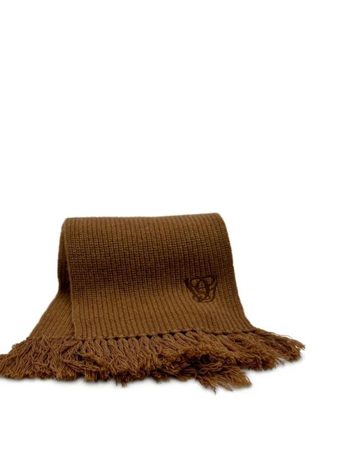 Valentino Garavani fringed logo-detail scarf - Brown - zdjęcie produktu nr 2