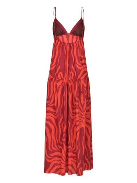 Johanna Ortiz Zea Palm zebra-print dress - Red - zdjęcie produktu nr 2