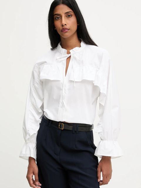 Answear.LAB koszula damska kolor biały relaxed z wiązanym dekoltem