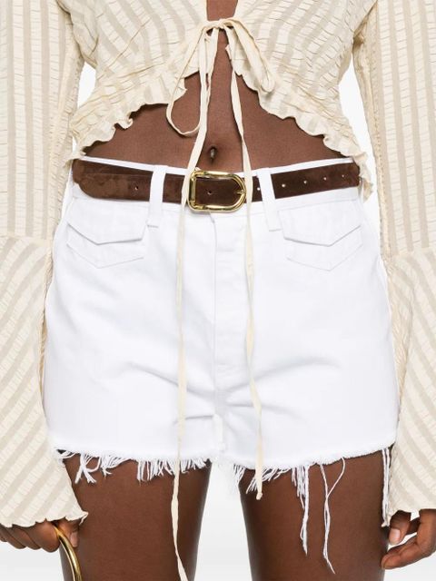 Chloé frayed-hem denim shorts - White - zdjęcie produktu nr 2
