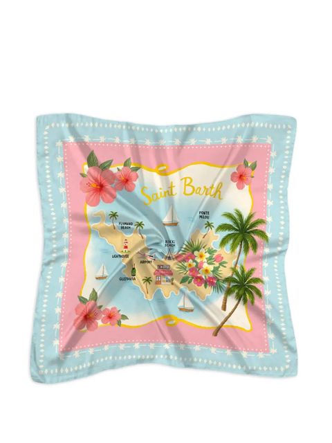 MC2 Saint Barth floral map scarf - Blue - zdjęcie produktu nr 1