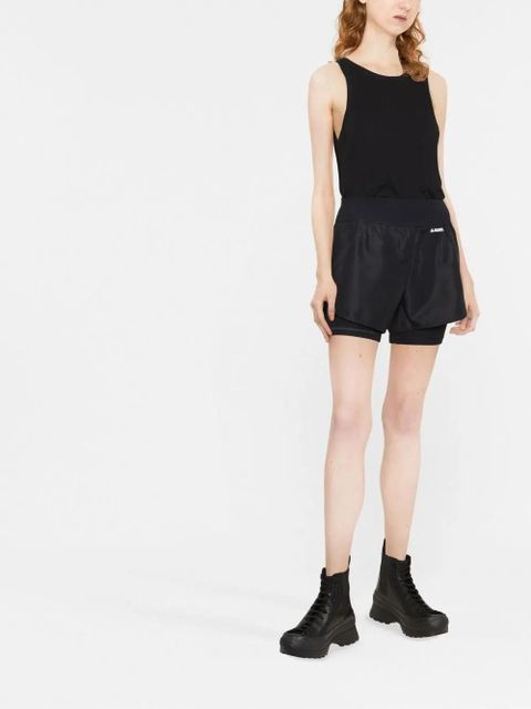 Jil Sander + logo-print layered shorts - Black - zdjęcie produktu nr 2