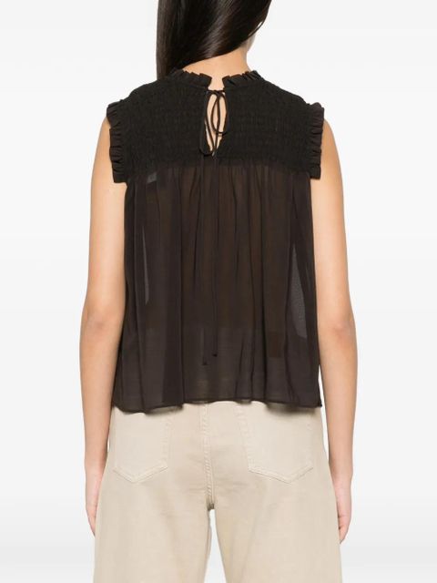 PINKO Ariccia smocked ruffled top - Brown