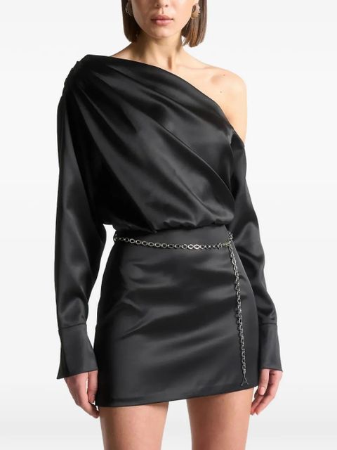 Manière De Voir draped asymmetric mini dress - Black