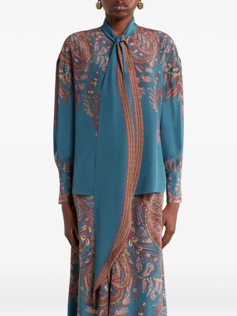 ETRO paisley-print tie-neck blouse - Blue