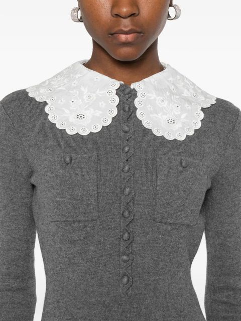 Self-Portrait long-sleeve mini dress - Grey