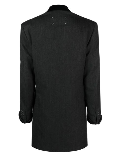 Maison Margiela velvet-trim wool single-breasted coat - Grey - zdjęcie produktu nr 2