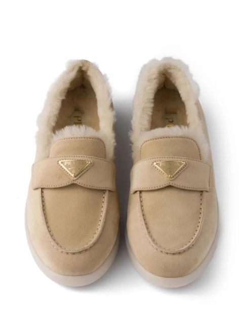 Prada suede shearling mules - Neutrals