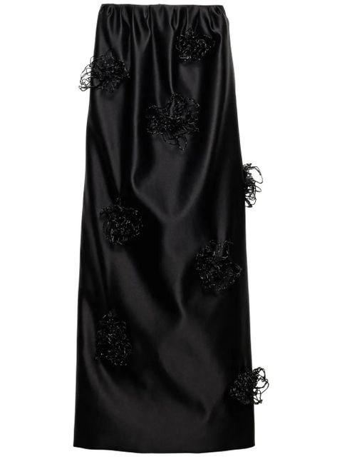 Prada embroidered satin maxi skirt - Black - zdjęcie produktu nr 1
