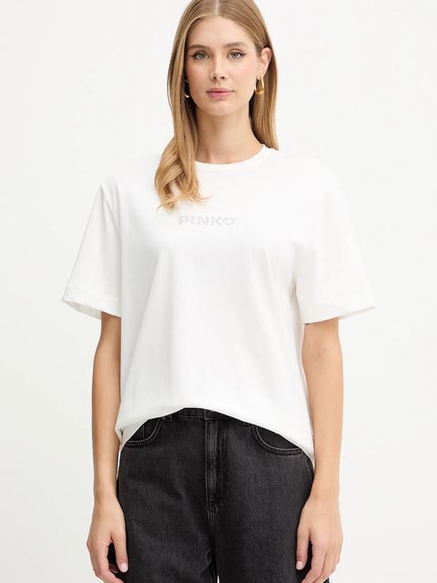 Pinko t-shirt bawełniany damski kolor biały 105526 A2S1 - zdjęcie produktu nr 1