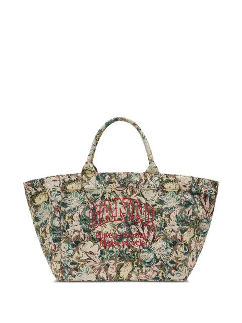 GANNI large floral-pattern tapestry-effect tote bag - Neutrals - zdjęcie produktu nr 1