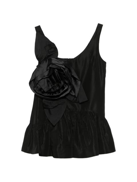 Simone Rocha floral-appliqué ruffled taffeta top - Black - zdjęcie produktu nr 1