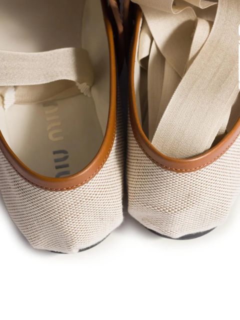 Miu Miu canvas and leather ballerinas - Neutrals