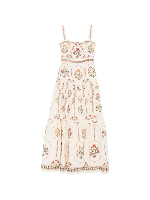 Agua By Agua Bendita Jardin Andes ruffled floral linen dress - Neutrals - zdjęcie produktu nr 1