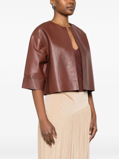 Yves Salomon laser-cut lambskin jacket - Brown