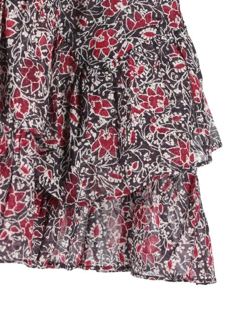 ISABEL MARANT floral-print ruffled mini skirt - Black