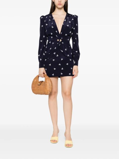 Alessandra Rich bow-print mini dress - Blue - zdjęcie produktu nr 2