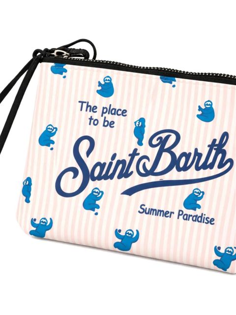 MC2 Saint Barth Aline logo-print striped clutch bag - Pink